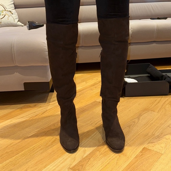 Le Pepe Italian brown suede leather over the knee boots Camoscio Fondente NEW - Picture 3 of 13